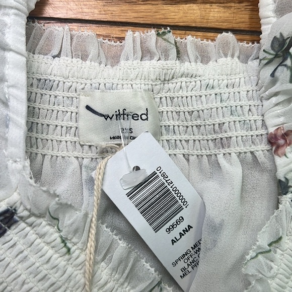 Wilfred White Floral Coastal Mesh Long Capsule Wardrobe Blouse A32 - Picture 3 of 4